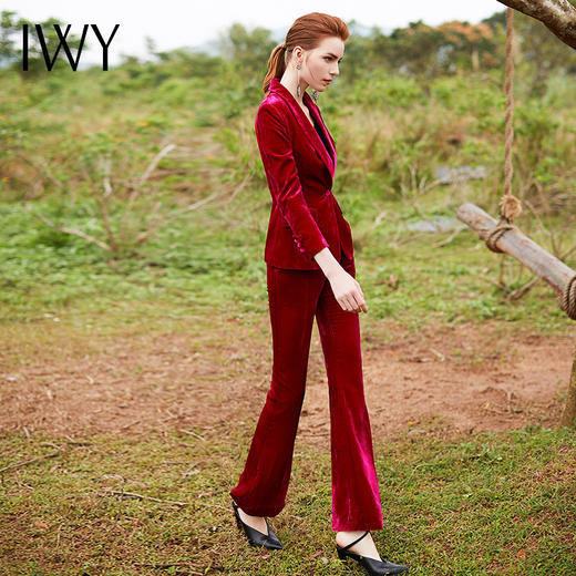IWY/红色职业装气质女神范小西装西服套装女微喇裤长裤CP9317 商品图2
