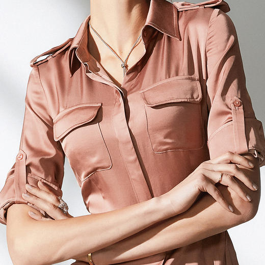 预售 “尼斯周末”J9183513A颈袖添香春夏新款气质职业装时尚修身女七分袖包臀衬衫连衣裙J9183513A 商品图2