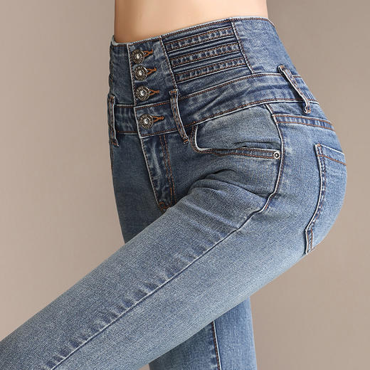 YY-A98秋季新款排扣复古微喇牛仔裤 商品图3