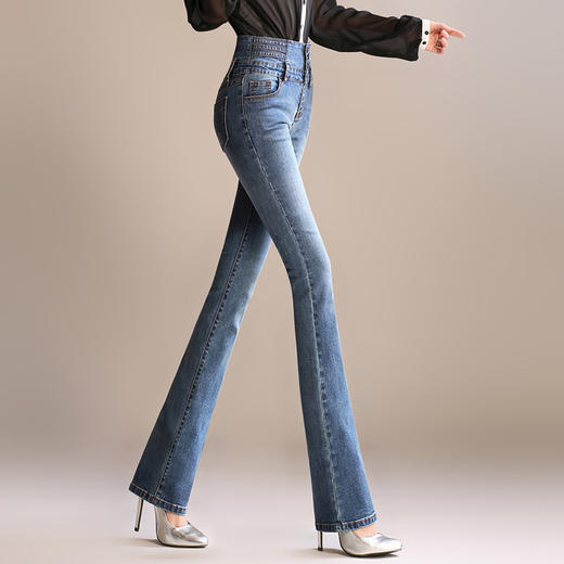 YY-A98秋季新款排扣复古微喇牛仔裤 商品图1