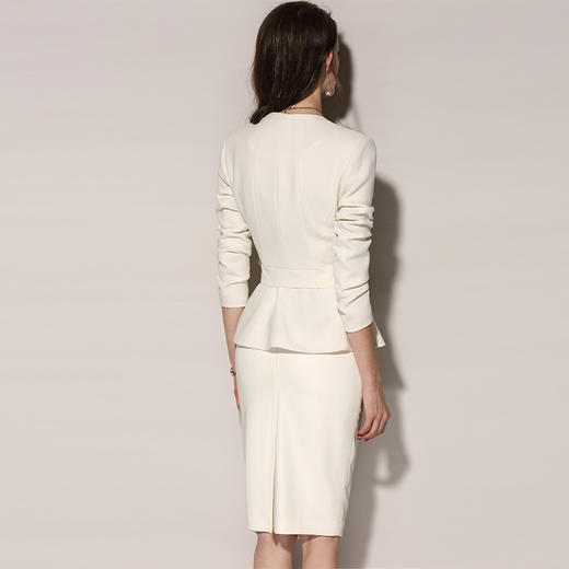 J8102267B颈袖添香时尚修身职业装OL白色商务正装女装西装套裙J8102267B 商品图1