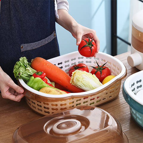 厨房大号塑料碗柜带盖沥水架装碗筷收纳盒， 商品图3