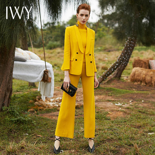 IWY/新品黄色西装大刀领双排修身立体职业套装CP9326 商品图6