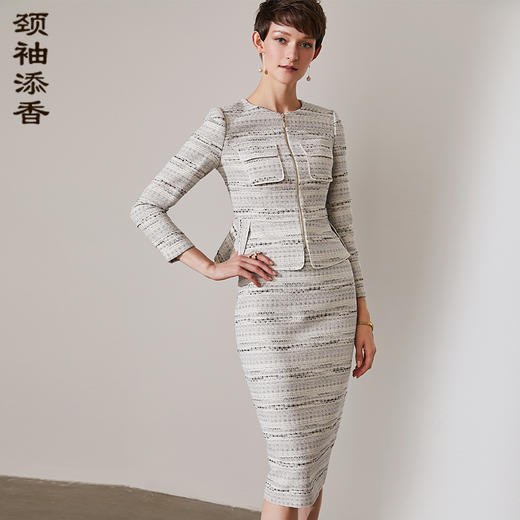 颈袖添香-套裙-”财阀贵公主“小香风套裙 精致优雅 皇室气质 修身包臀 新款 J9303861 商品图0