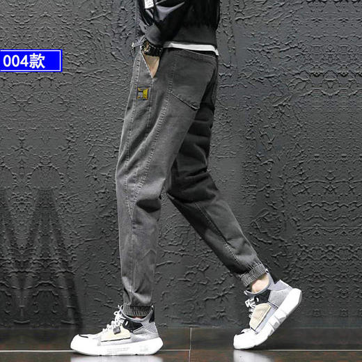 秋季弹力宽松牛仔裤男士工装裤哈伦裤大码小脚束脚裤9分裤胖子 商品图5