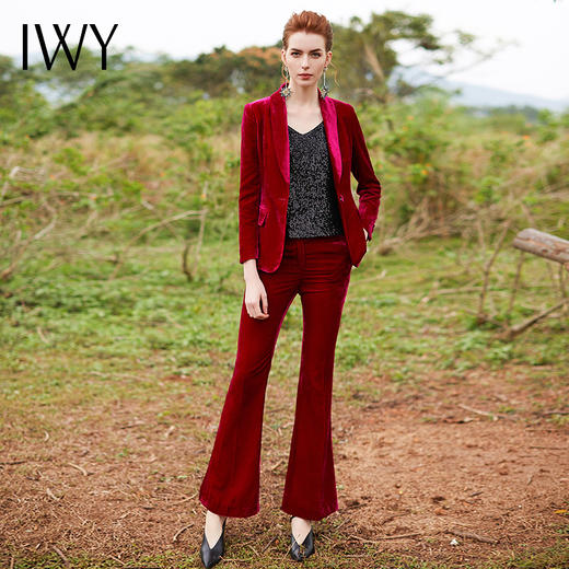 IWY/红色职业装气质女神范小西装西服套装女微喇裤长裤CP9317 商品图0