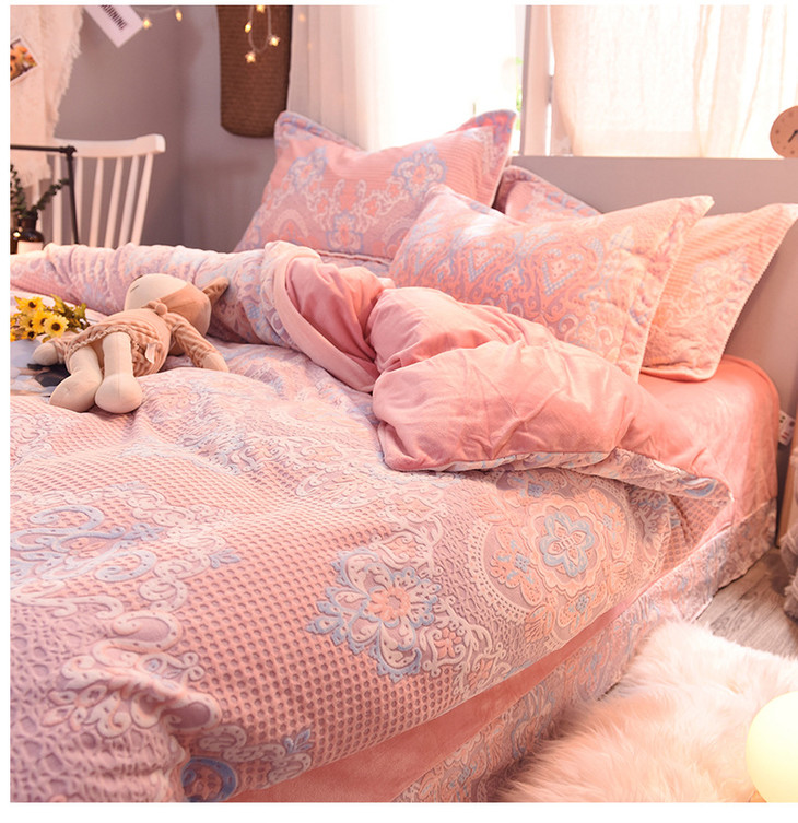 abcbz雕花珊瑚绒四件套