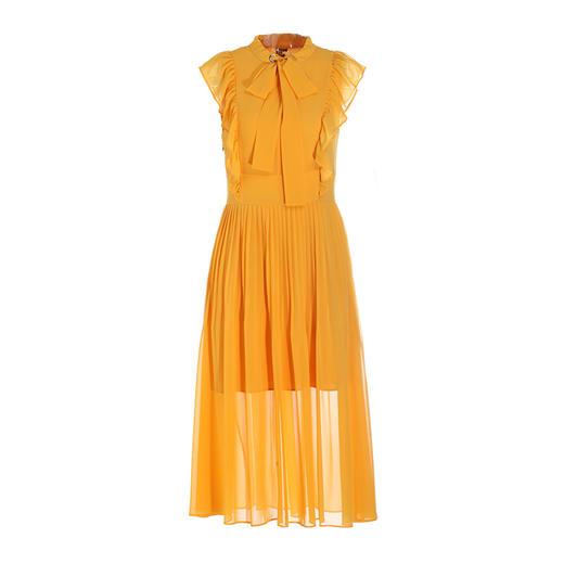 VIMAGE纬漫纪女装夏季新品法式名媛蝴蝶结系带荷叶雪纺连衣裙V1107763 商品图3