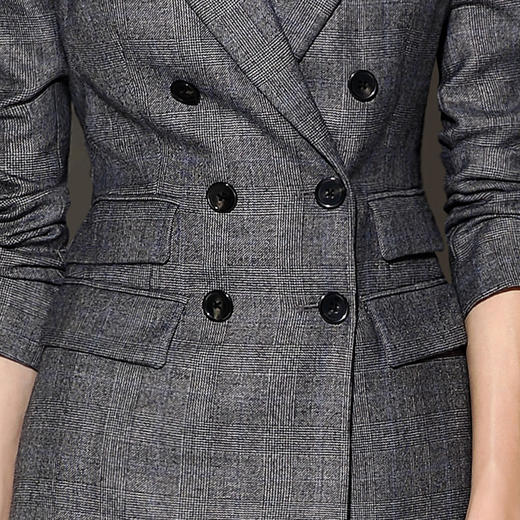 威尔士亲王格 蓝调J74A1633C颈袖添香2019春秋OL英伦双排扣小西装女套装韩版网红两件套职业装J74A1633C 商品图3