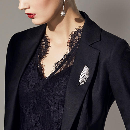 J83A3075颈袖添香春秋新款羊毛气质职业装女士小西装裤套装时尚正装J83A3075 商品图2