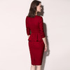 J7381604B颈袖添香新款时尚气质红色羊毛职场装修身包臀连衣裙女J7381604B 商品缩略图5
