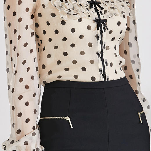 J9233686颈袖添香新款时尚桑蚕丝波点衬衣女式雪纺衫真丝衬衫女J9233686（四季可穿） 商品图3