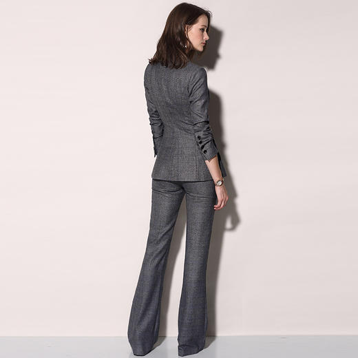 威尔士亲王格 蓝调J74A1633C颈袖添香2019春秋OL英伦双排扣小西装女套装韩版网红两件套职业装J74A1633C 商品图1