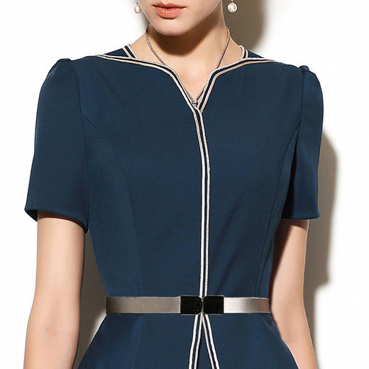 短袖J7280142B颈袖添香夏季OL商务女装气质时尚包臀收腰显瘦职业连衣裙 商品图2