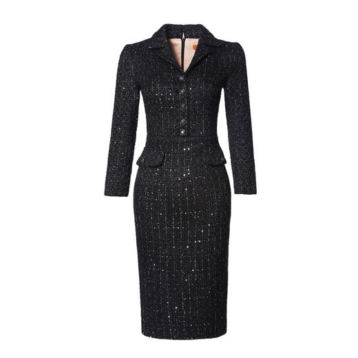 “黑曜石”J8383067B颈袖添香新款气质名媛女装职场装粗花呢小香风西装连衣裙J8383067B 商品图4