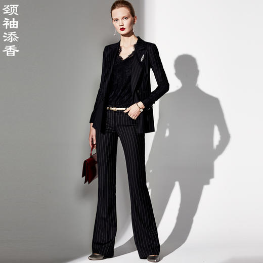 “金融街” 套裤 J83A2943颈袖添香小西装套装春秋新款时尚职业装羊毛长袖西服女套裤J83A2943 商品图0