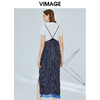 VIMAGE纬漫纪女装夏季宽松休闲条纹吊带假两件连衣裙长款V1107755 商品缩略图2
