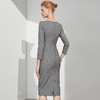 **J8382754B颈袖添香2019春季新款时尚气质修身中长款长袖显瘦包臀连衣裙女J8382754B 商品缩略图1