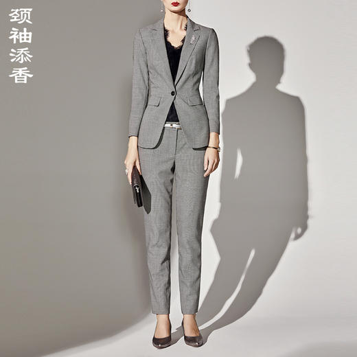 孤品—J83A2952颈袖添香2019春秋时尚气质女神范洋气西装职业装套装两件套女韩版J83A2952不退可换 商品图0