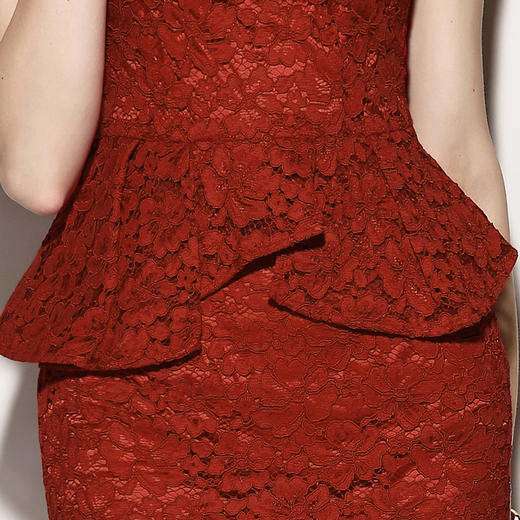 铁锈红蕾丝连衣裙，7分袖 J7281264 商品图4