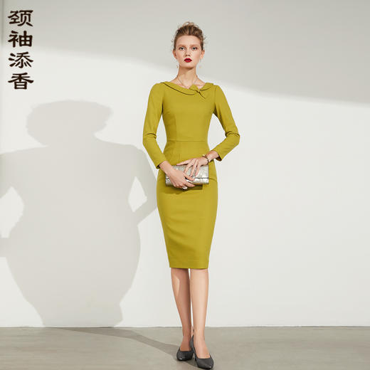 孤品“coco小姐“颈袖添香-连衣裙-J8383339B颈袖添香新款时尚礼服气质修身包臀显瘦通勤职场连衣裙J8383339B 偏小 拍大一码不退可换 商品图0