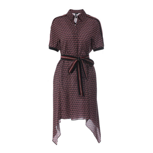 VIMAGE纬漫纪女装夏季新品系带收腰宽松雪纺几何印花连衣裙薄V1107769 商品图3