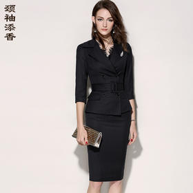 **J8102232颈袖添香春秋时尚商务职业装修身正装韩版小西装套装女七分袖J8102232
