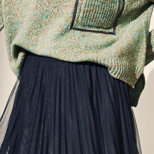 羊绒衫“绿光森林”颈袖添香2024秋冬季新款慵懒风打底宽松毛衣羊绒衫套头女J94E3964 商品图3