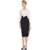 “黑白余地”J9182689颈袖添香时尚气质通勤OL正装中长款包臀职场装连衣裙女J9182689 商品缩略图4