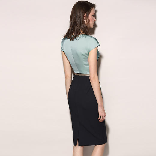 孤品-瑞霞同款，J8182307颈袖添香时尚气质名媛修身包臀职场装连衣裙女装包裙子J8182307不退可换 商品图3