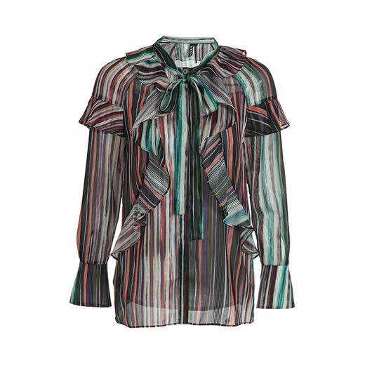 VIMAGE纬漫纪秋季清新可爱风喇叭袖直筒撞色条纹衬衫V1109713 商品图3