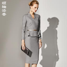 J8302944A颈袖添香气质OL时尚荷叶边正装职业装套裙套装女J8302944A