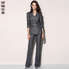 威尔士亲王格 蓝调J74A1633C颈袖添香2019春秋OL英伦双排扣小西装女套装韩版网红两件套职业装J74A1633C 商品缩略图0