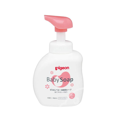 【一般贸易】日本贝亲Pigeon婴幼儿泡沫沐浴洗发二合一粉色花香 500ml 商品图0