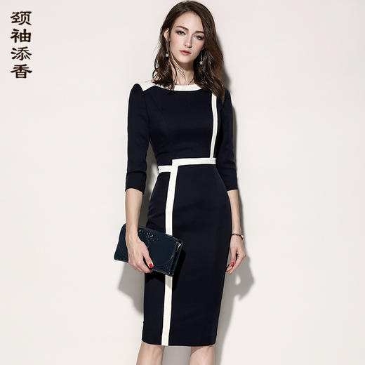 J8181975颈袖添香气质女神范包臀收腰显瘦修身OL面试职场装正装连衣裙J8181975 商品图1