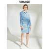 VIMAGE纬漫纪女装秋干练时尚职业条纹系带显瘦中款连衣裙V1207839 商品缩略图1