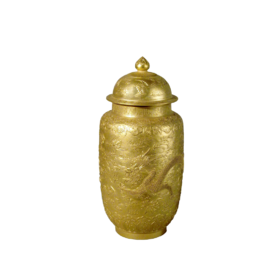 金地浮雕双龙盖罐