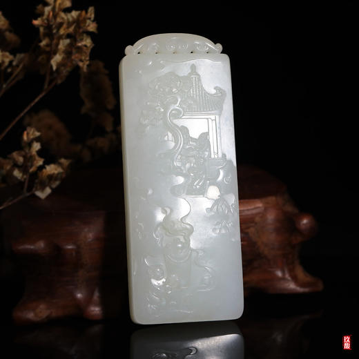 和田玉（白玉）籽料 玉牌--煮茶邀清客/85.33g 商品图0