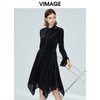 VIMAGE纬漫纪女装秋季新款长袖收腰不规则豹纹连衣裙中长款V1207814 商品缩略图2