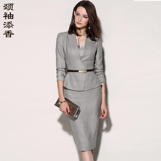 孤品 J7301609颈袖添香春秋季气质时尚ol职业装正装女套装女小西装套裙J7301609 商品图0