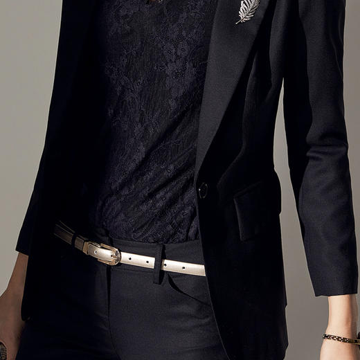 J83A3075颈袖添香春秋新款羊毛气质职业装女士小西装裤套装时尚正装J83A3075 商品图3