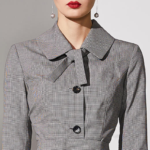 千鸟格丝毛灯罩款J9103010颈袖添香职业装套装女装春季新款时尚商务正装小西装女套裙J9103010不退可换 商品图2