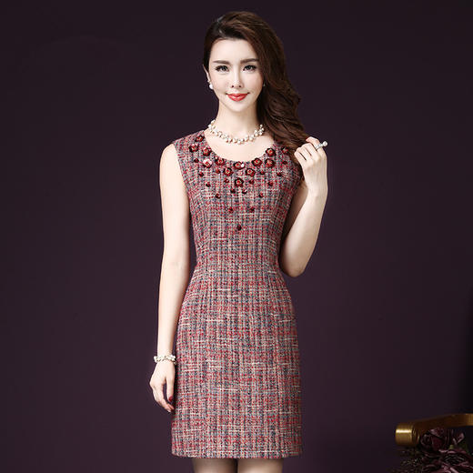 WXY-MFN1088秋季新款长袖大码修身喜庆婚礼妈妈装两件套 商品图2