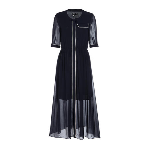 VIMAGE纬漫纪女装夏季深色雪纺高腰显瘦气质连衣裙长款薄V1107762 商品图3