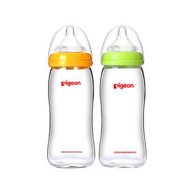 【一般贸易】贝亲宽口玻璃奶瓶240ml配L奶嘴AA91+AA92