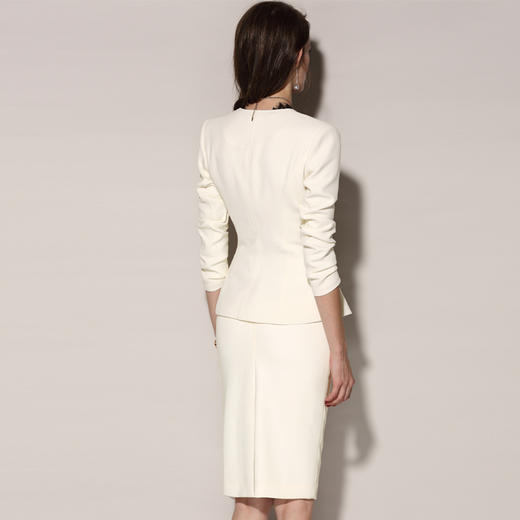 J8102239B颈袖添香春秋季时尚气质女神范经理职业装套装白色小西装套裙J8102239B 商品图4