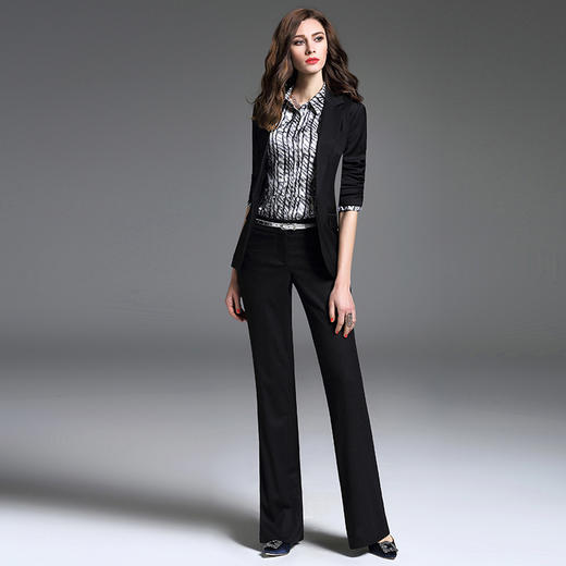 J6200948B颈袖添香职业装套装女装春秋新款OL正装工作服女士小西装长裤J6200948B 商品图1