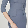 孤品-J9183334颈袖添香新款女装修身中长款收腰显瘦轻熟风职场连衣裙J9183334不退可换 商品缩略图4