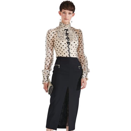 J9233686颈袖添香新款时尚桑蚕丝波点衬衣女式雪纺衫真丝衬衫女J9233686（四季可穿） 商品图4