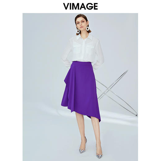 VIMAGE纬漫纪女装秋新品时尚透视吊带内衬垂感商务通勤衬衫V1209811 商品图0